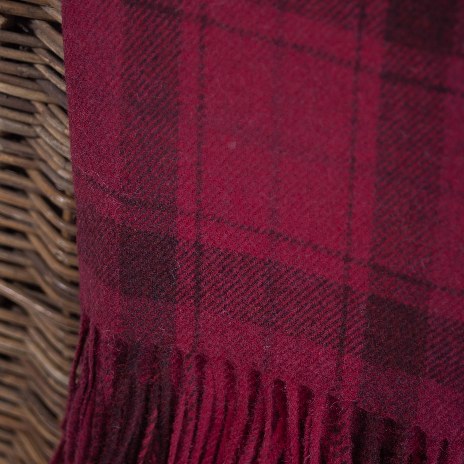 Deep Red Check Tweed Throw From The Mills