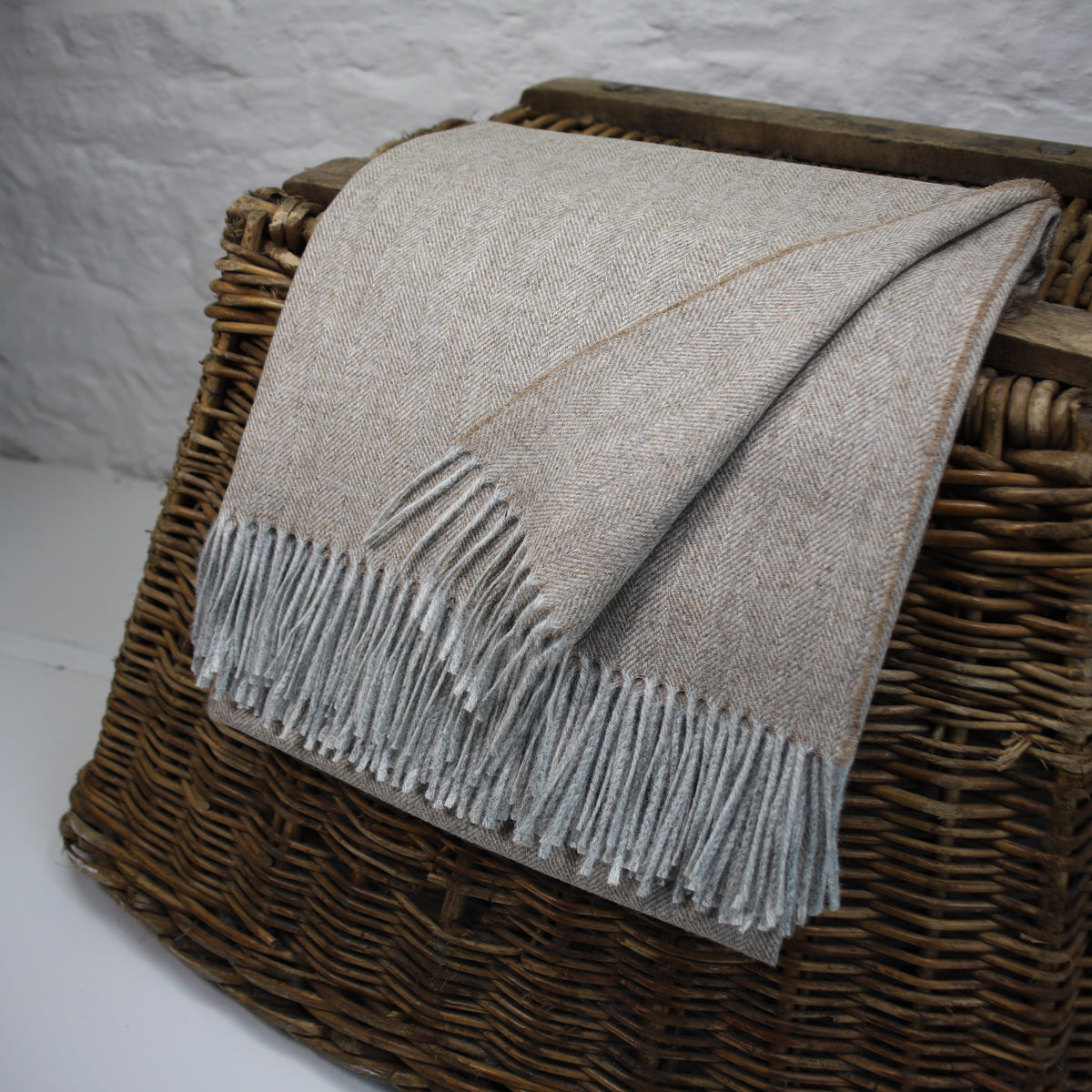 Sand Herringbone Tweed Throw – From The Mills
