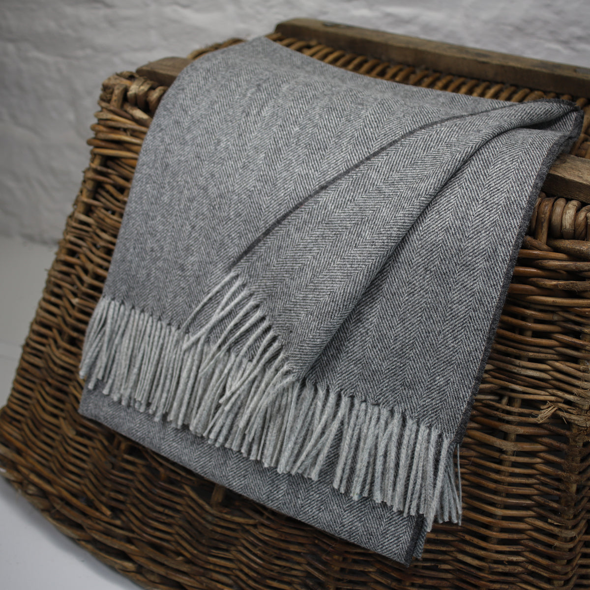 Dark Grey Herringbone Tweed Throw – From The Mills