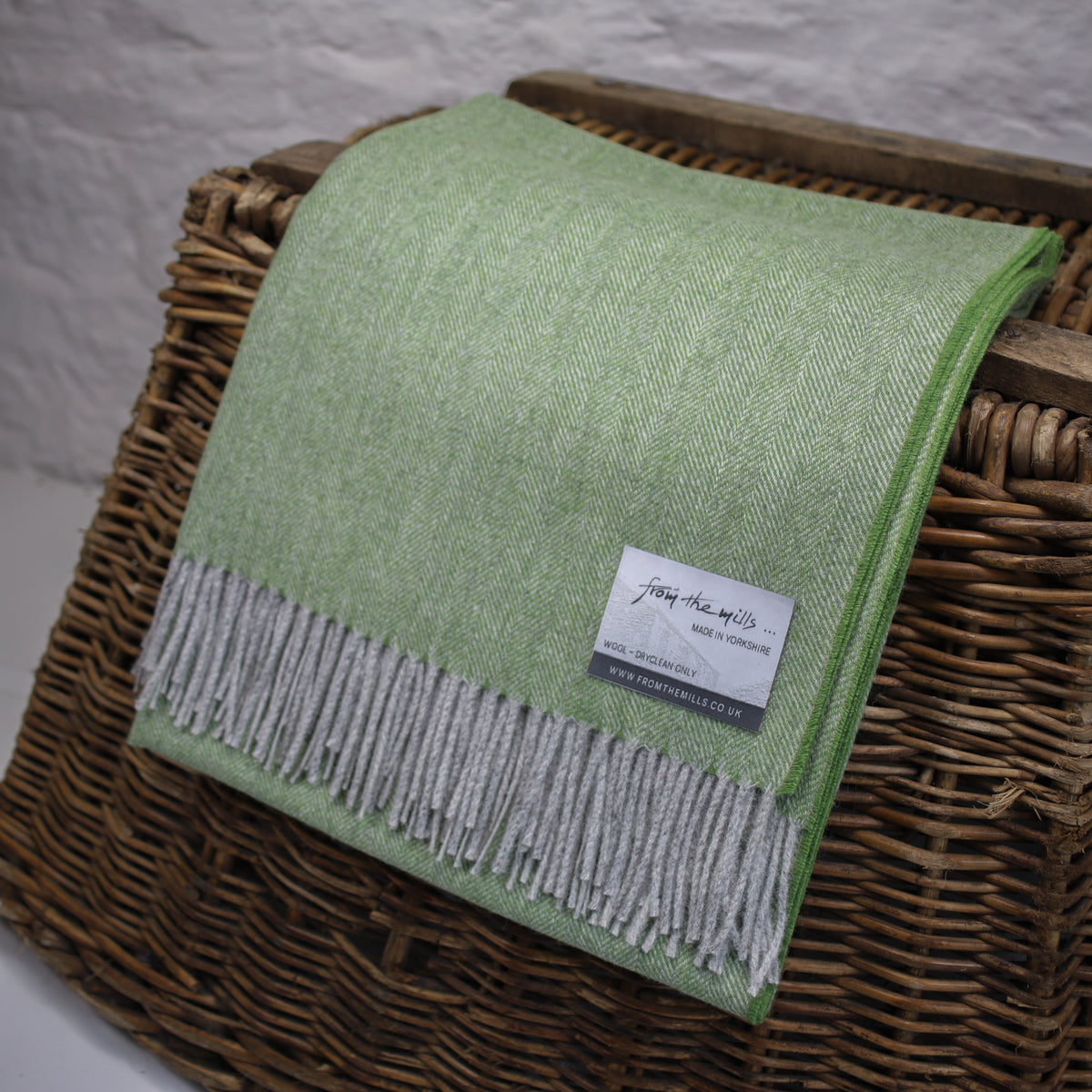 Apple Green Herringbone Tweed Throw – From The Mills
