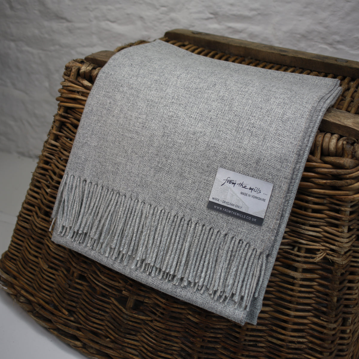 Mid Grey Herringbone Tweed Throw – From The Mills