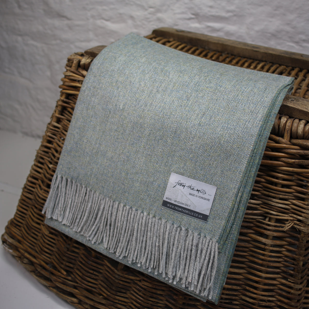 Sage Herringbone Tweed Throw – From The Mills